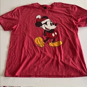 Gildan Red Disney Mickey Mouse Santa Short Sleeve Tee